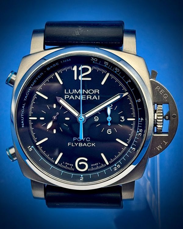 2021 Panerai Luminor 1950 PCYC Flyback Chronograph 44MM Black Dial Rubber Strap (PAM00764)