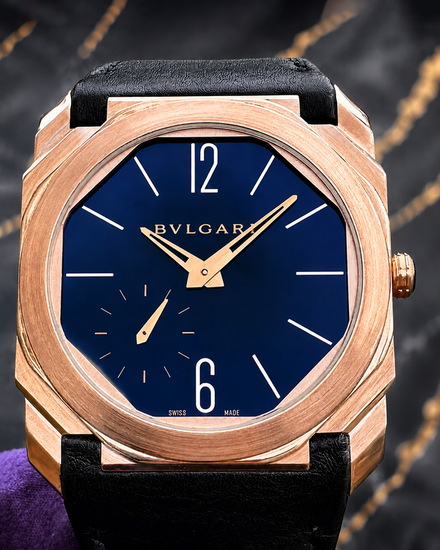 Bvlgari Octo Finissimo 40MM Black Dial Leather Strap (102371)