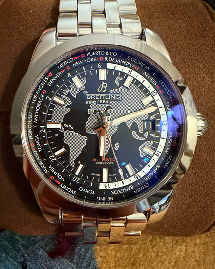 Breitling Galactic Unitime 44MM Black Dial Steel Bracelet (WB3510U4/BD94-375A)