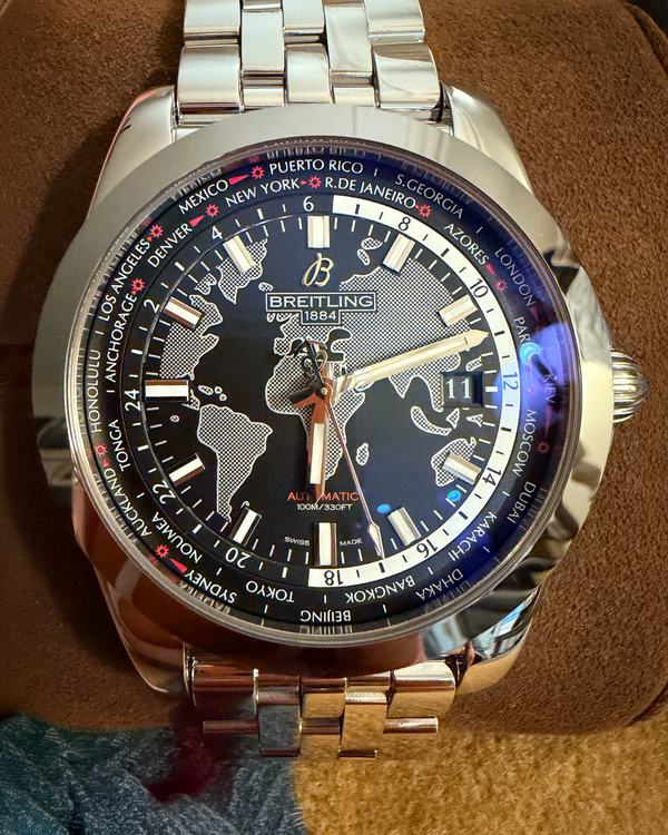 Breitling Galactic Unitime 44MM Black Dial Steel Bracelet (WB3510U4/BD94-375A)