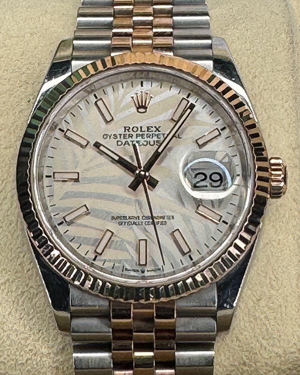Rolex Datejust 36MM White "Palm Motif" Dial Two-Tone Jubilee Bracelet (126231)