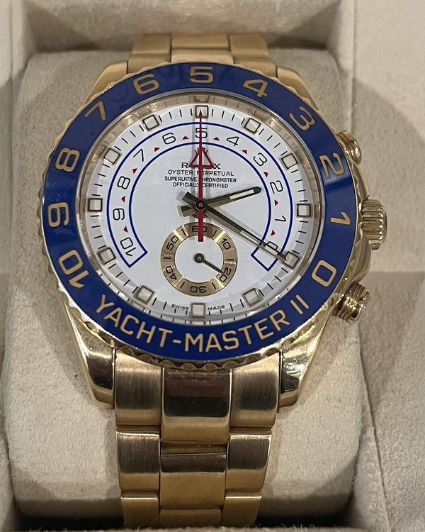 2008 Rolex Yacht-Master 44MM White Dial Yellow Gold Oyster Bracelet (116688)