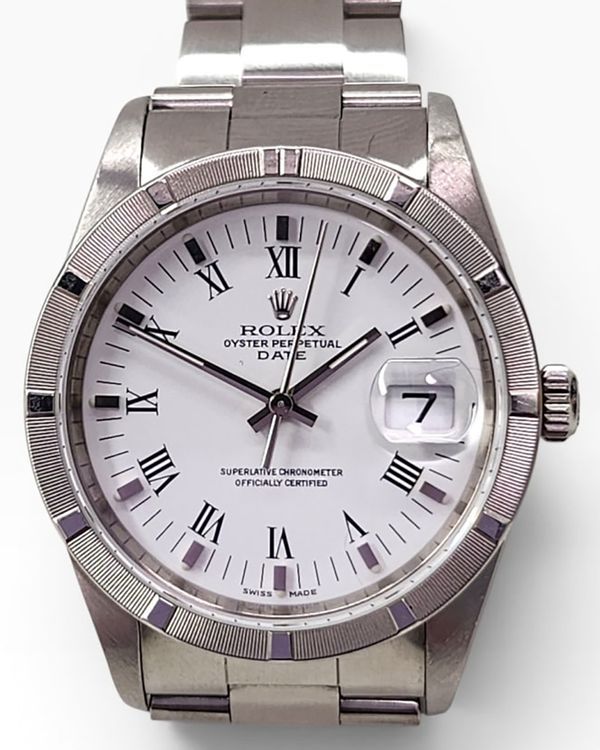 Rolex Oyster Perpetual Date 34MM White Dial Oyster Bracelet (15200)