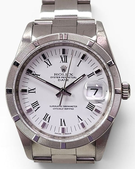 Rolex Oyster Perpetual Date 34MM White Dial Oyster Bracelet (15200)