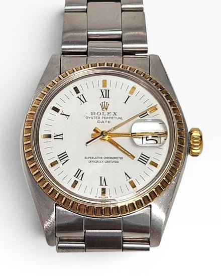 1980 Rolex Oyster Perpetual Date 34MM White Dial Oyster Bracelet (1505)