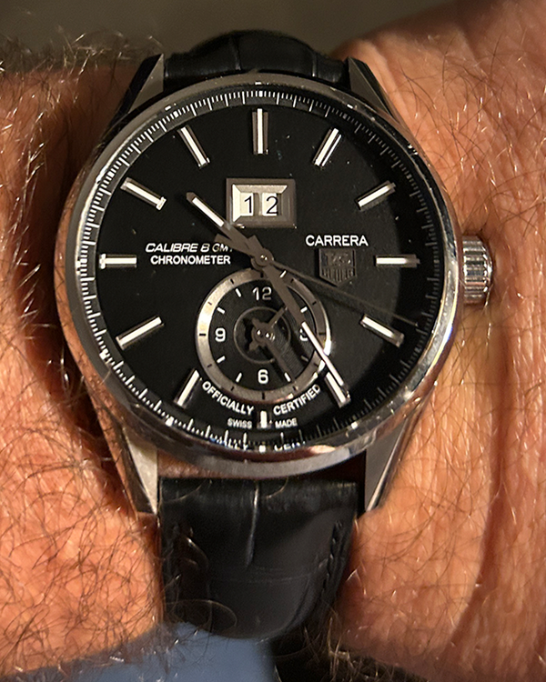 No Reserve - Tag Heuer Carrera Calibre 8 41MM Black Dial Leather Strap (WAR5010.BA0723)