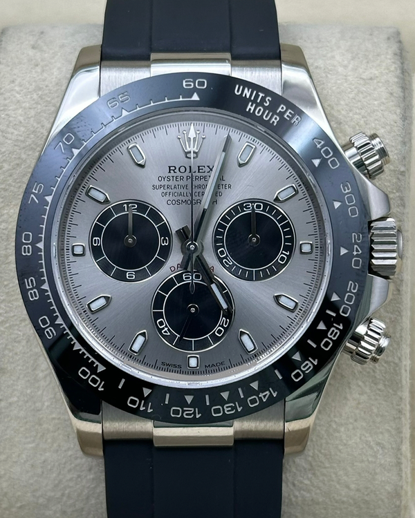 Rolex Cosmograph Daytona 40MM Silver Dial Rubber Strap (3177)