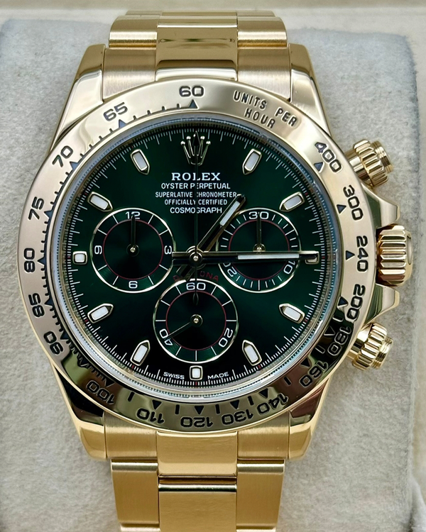 2017 Rolex Cosmograph Daytona 40MM Green Dial Yellow Gold Oyster Bracelet (116508)