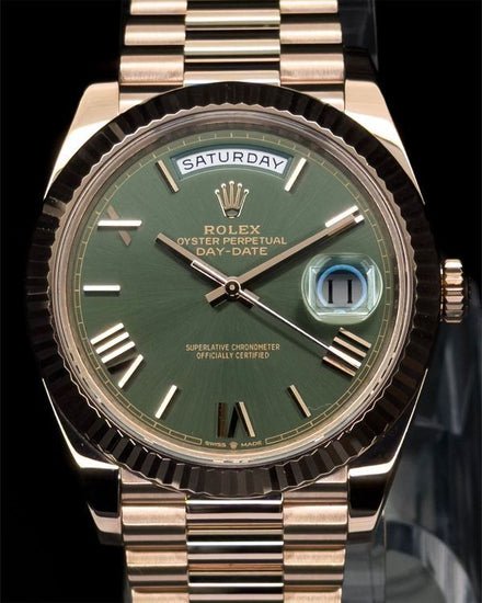 2022 Rolex Day-Date 40MM Green Dial Rose Gold President Bracelet (228235)