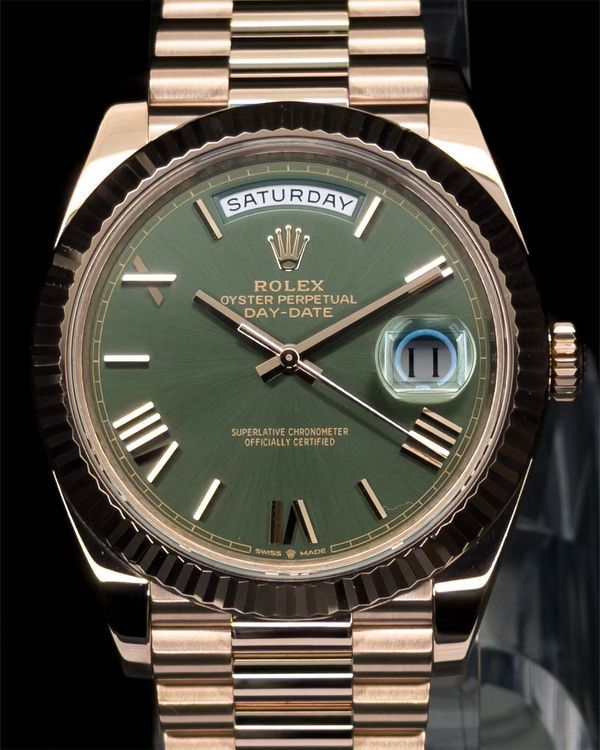 2022 Rolex Day-Date 40MM Green Dial Rose Gold President Bracelet (228235)