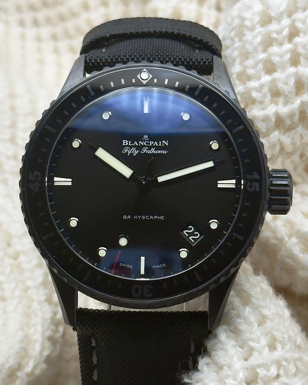 2024 Blancpain Fifty Fathoms Bathyscaphe 43.6mm Black Dial Textile Strap (5000-0130-B52A)