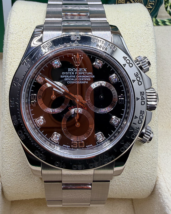 2015 Rolex Cosmograph Daytona 40MM Black Dial White Gold Oyster Bracelet (116509)