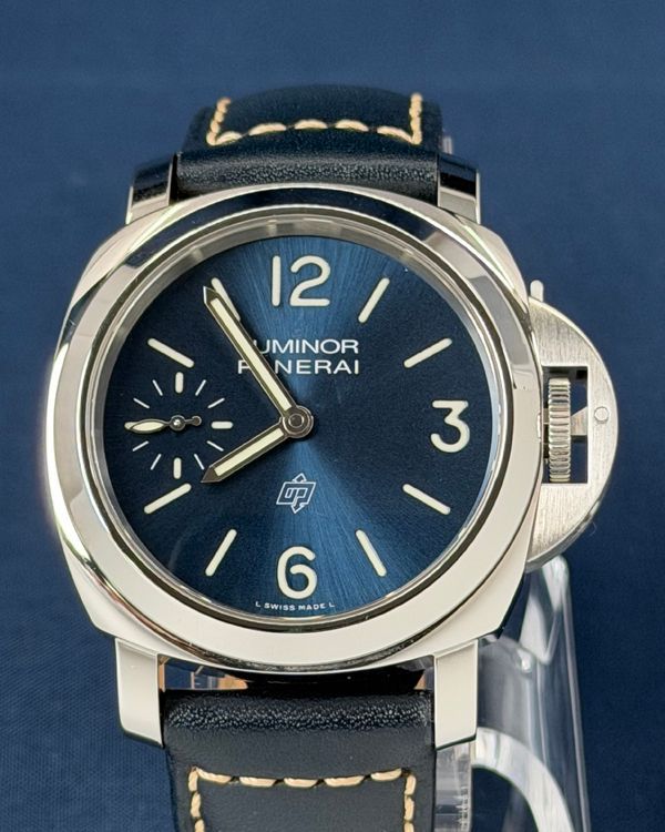 2024 Panerai Luminor Logo "Blu Mare" 44MM Blue Dial Leather Strap (PAM01085)