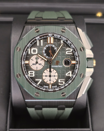 2020 Audemars Piguet Royal Oak Offshore Chronograph 44MM Green Dial Rubber Strap (26405CE.OO.A056CA.01)