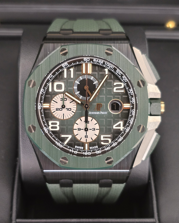 2020 Audemars Piguet Royal Oak Offshore Chronograph 44MM Green Dial Rubber Strap (26405CE.OO.A056CA.01)