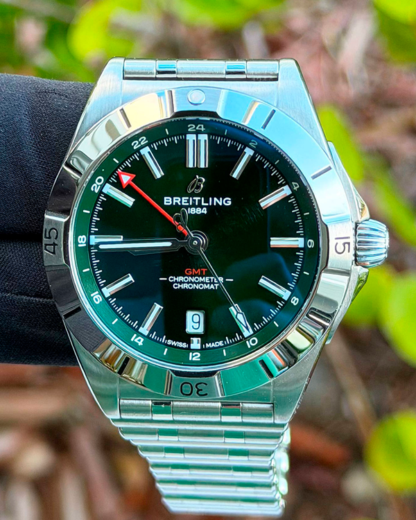 Breitling Chronomat GMT 40MM Green Dial Steel Bracelet (A32398101L1A1)