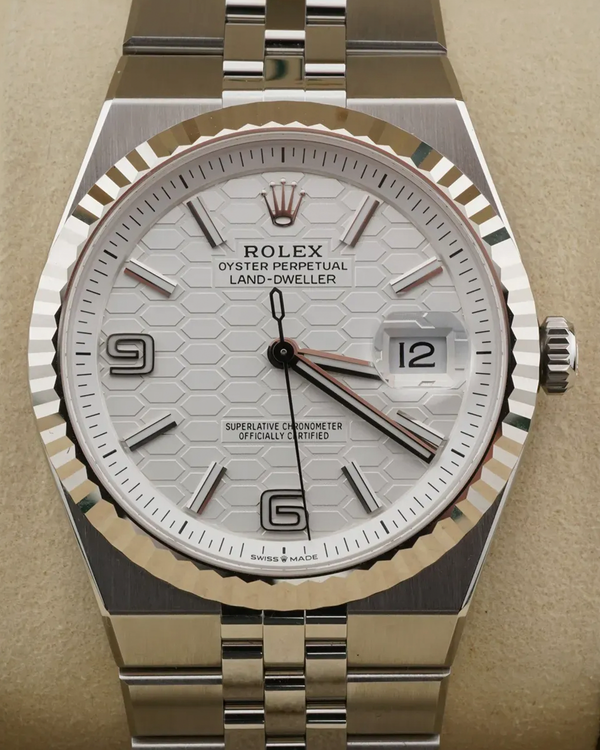 2026 Rolex Land-Dweller 40MM White "Honeycomb" Dial Flat Jubilee Bracelet (127334)