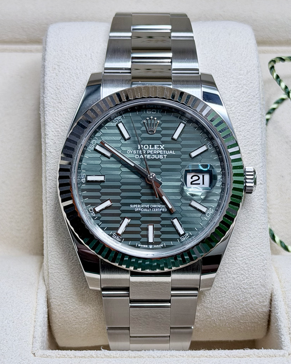 2022 Rolex Datejust 41MM Green "Fluted Motif" Dial Oyster Bracelet (126334)