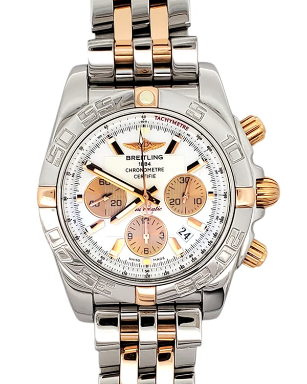 Breitling Chronomat Chronograph 44MM White Dial Rose Gold and Steel Bracelet (IB0110)