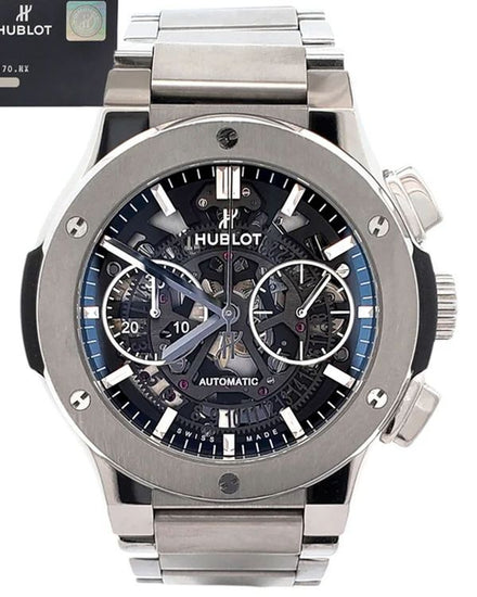 2020 Hublot Classic Fusion Aerofusion Chronograph 45mm Skeleton Dial Titanium Bracelet (528.NX.0170.NX)