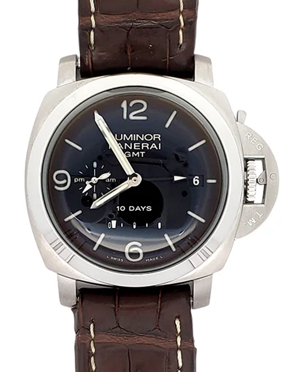 Panerai Luminor 1950 10 Days GMT 44MM Black Dial Leather Strap (PAM00270)