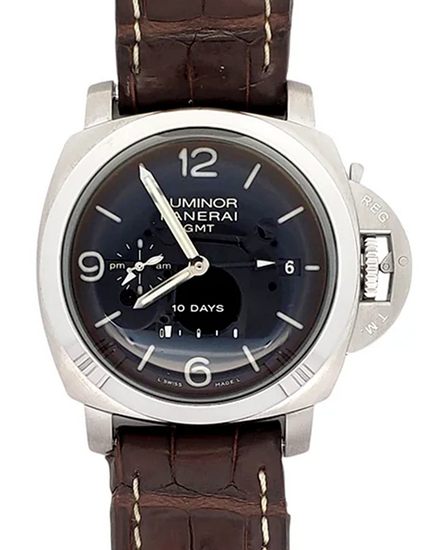 Panerai Luminor 1950 10 Days GMT 44MM Black Dial Leather Strap (PAM00270)