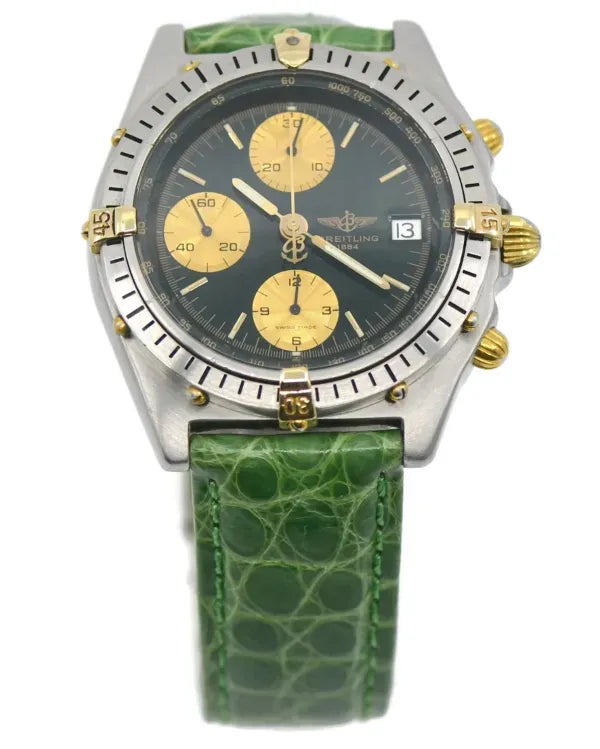 Breitling Chronomat 40MM Black Dial Aftermarket Leather Strap (B13047)