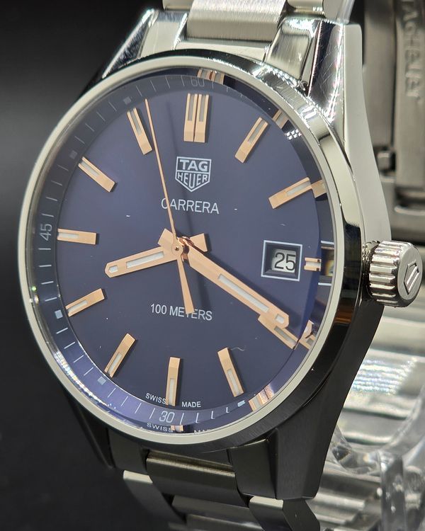 No Reserve - 2019 Tag Heuer Carrera 39MM Quartz Blue Dial Steel Bracelet (WAR1112.BA0601)