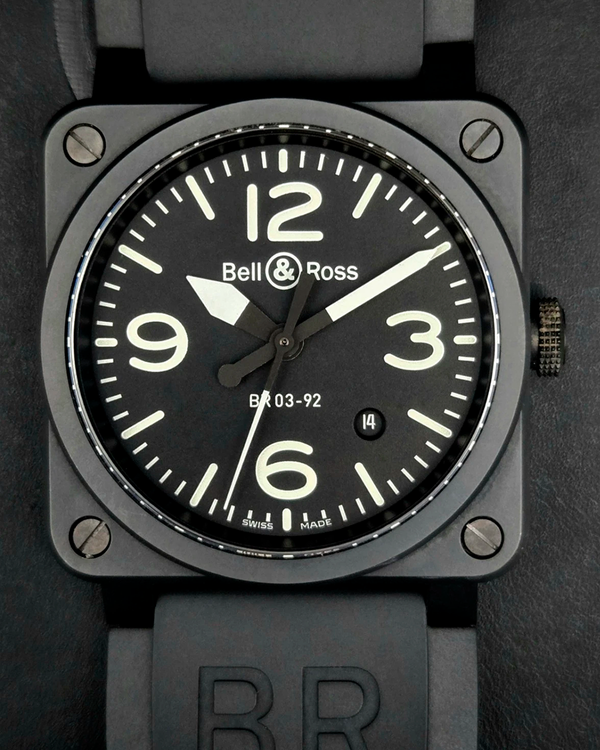 2014 Bell & Ross BR 03-92 42MM Black Dial Rubber Strap (BR0392-BL-CA)
