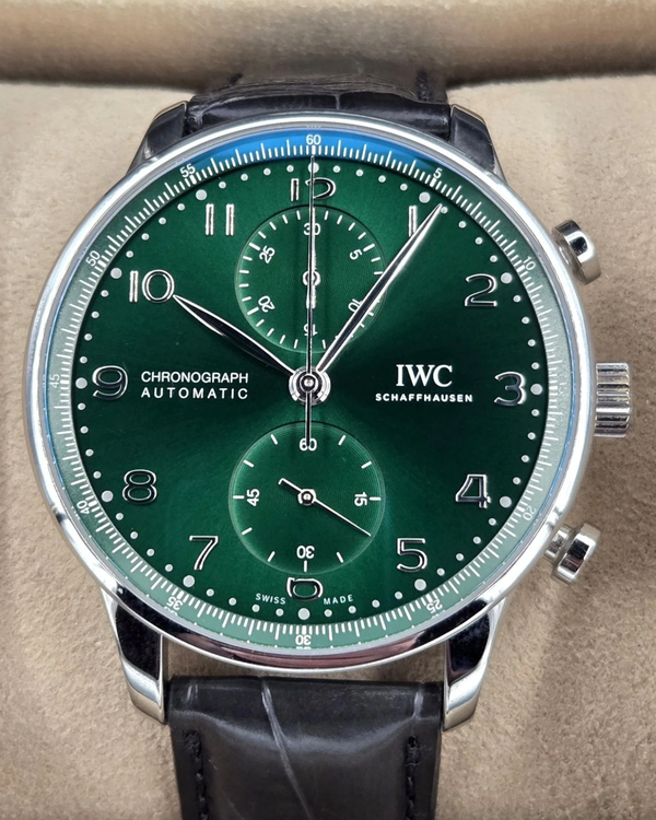 2021 IWC Schaffhausen Portugieser Chronograph 41MM Green Dial Leather Strap (IW371615)