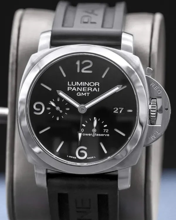 2018 Panerai Luminor 1950 3 Days GMT 44MM Black Dial Rubber Strap (PAM00321)