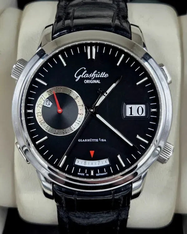 Glashütte Original Senator 42 MM Black Dial Leather Bracelet (100-13-02-02-04)