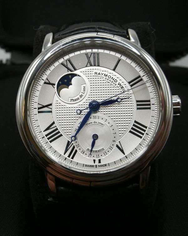 Raymond Weil Maestro Phase de Lune 40MM Silver Dial Leather Strap (2839)