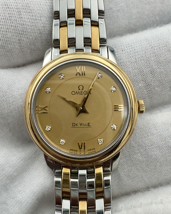 Omega De Ville Prestige 24.4MM Quartz Champagne Dial Two-Tone Bracelet (424.20.24.60.58.001)
