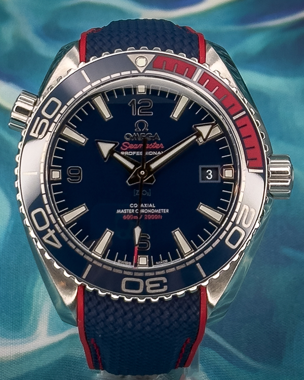 2019 Omega Seamaster Planet Ocean "Pyeongchang 2018" L. E. 43.5MM Blue Dial Rubber Strap (522.32.44.21.03.001)