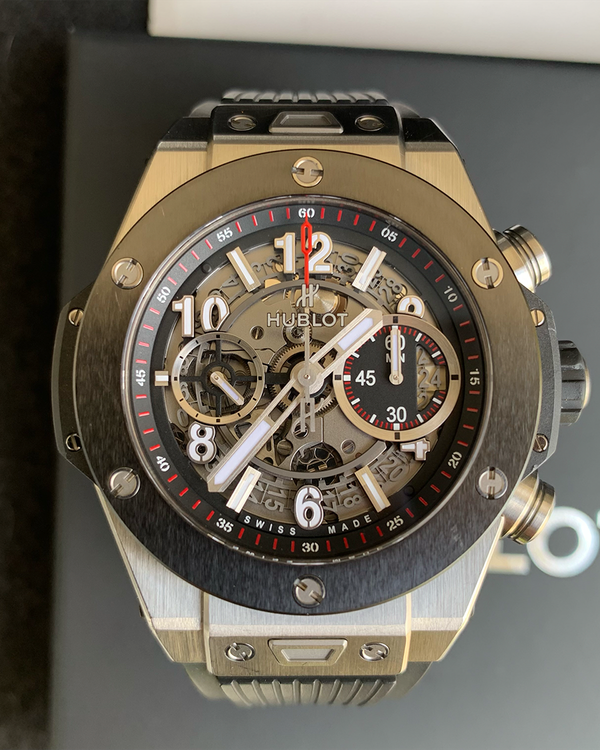 2013 Hublot Big Bang Unico Chronograph 44MM Skeleton Dial Rubber Strap (411.NM.1170.RX)