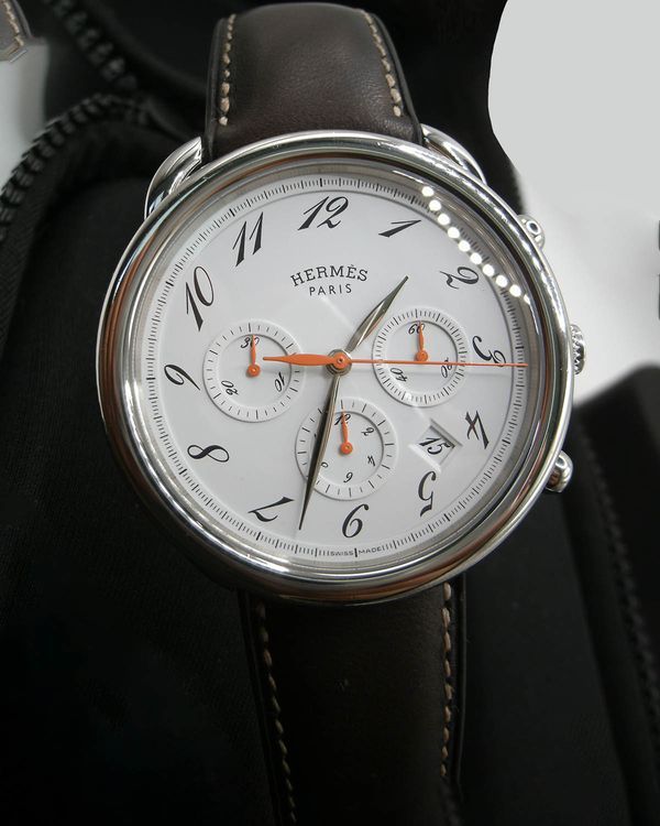 Hermès Arceau 43MM White Dial Leather Strap (AR4.910)