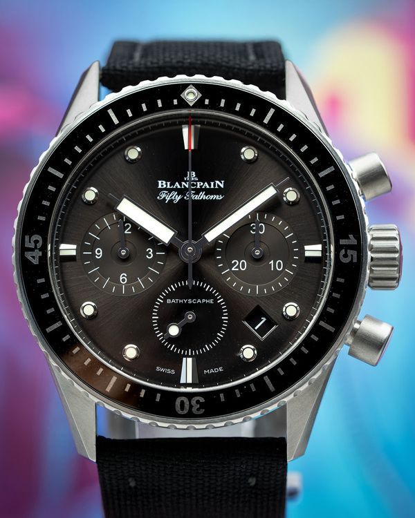 2022 Blancpain Fifty Fathoms Chronograph 43MM Grey Dial Textile Strap (5200-1110-B52A)