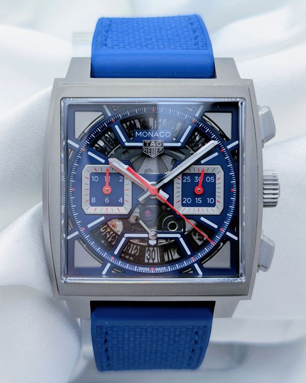 2024 TAG Heuer Monaco Skeleton 39MM Blue Dial Rubber Strap (CBL2182.FT6235)