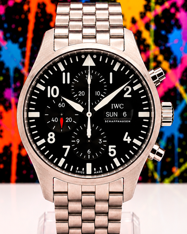 2018 IWC Schaffhausen Pilot Chronograph 43MM Black Dial Steel Bracelet (IW377710)