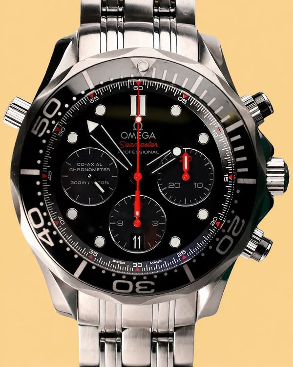 2015 Omega Seamaster Diver 300M Chronograph 44MM Black Dial Steel Bracelet (212.30.44.50.01.001)