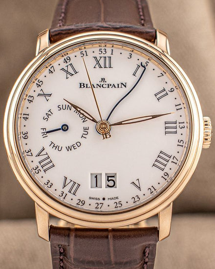 2021 Blancpain Villeret Semainier Grande Date 8 42MM White Dial Leather Strap (6637-3631-55B)