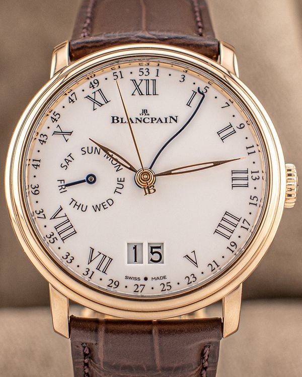 2021 Blancpain Villeret Semainier Grande Date 8 42MM White Dial Leather Strap (6637-3631-55B)