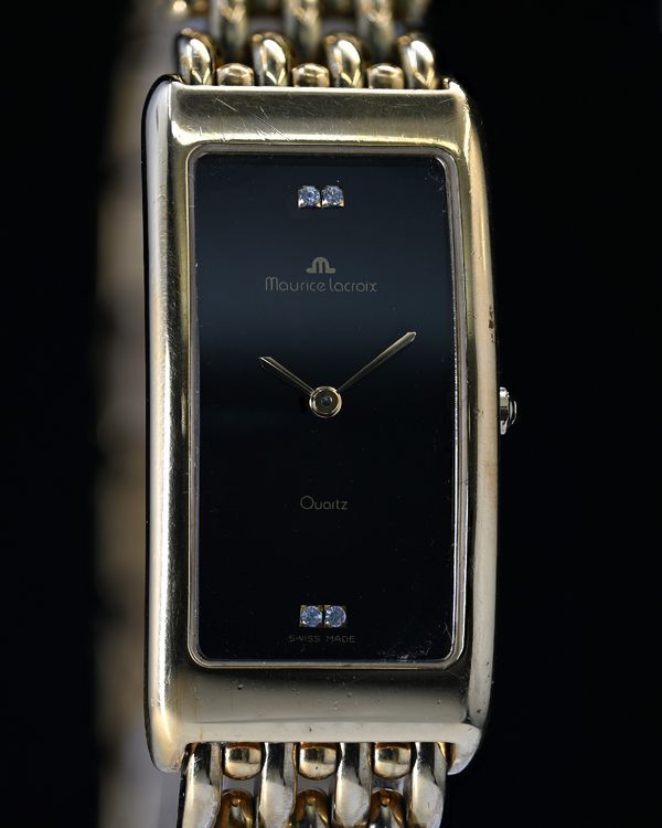No Reserve - Maurice Lacroix Fiaba 22MM Quartz Black Dial Yellow Gold-Plated Bracelet (47110)