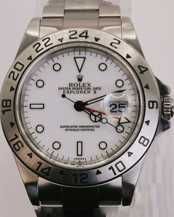 No Reserve - 1998 Rolex Explorer II "Polar" 40MM White "Swiss Only" Dial Oyster Bracelet (16570)