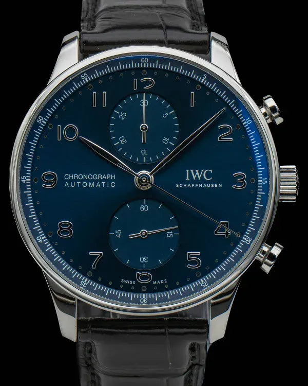 2021 IWC Schaffhausen Portugieser Chronograph 41MM Blue Dial Leather Strap (IW371606)