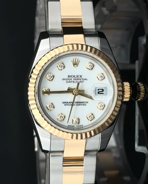 2006 (D Serial) Rolex Lady-Datejust 26MM White Dial Two-Tone Oyster Bracelet (179173)
