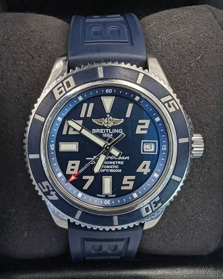 No Reserve - 2013 Breitling Superocean L.E. 42MM Blue Dial Rubber Strap (A173643B/C868)