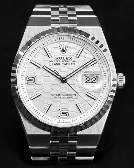 2026 Rolex Land-Dweller 36MM White "Honeycomb" Dial Flat Jubilee Bracelet (127234)