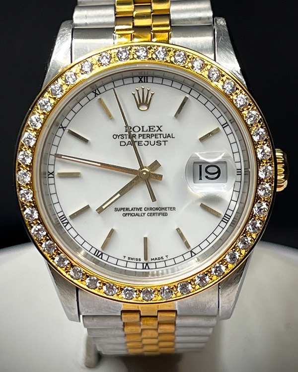 Rolex Datejust 36MM White "Stick" Dial Gold-Plated Jubilee Bracelet (16233)